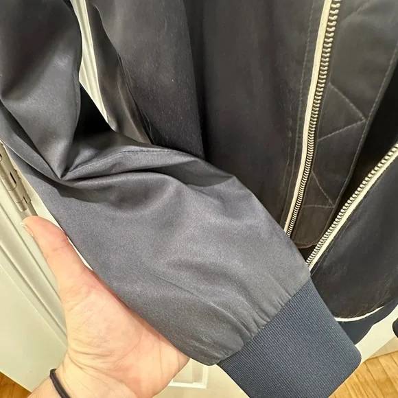 M.A.P. Navy Silk Bomber Jacket - Picture 3 of 11